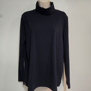 Talbots Tee Size XL Navy Turtleneck Layer Traditional Classic Preppy Minimalist